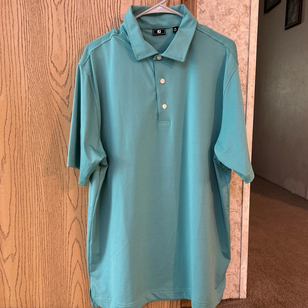 FootJoy Golf Polo Shirt Mens XL Performance Green, Blue, Striped